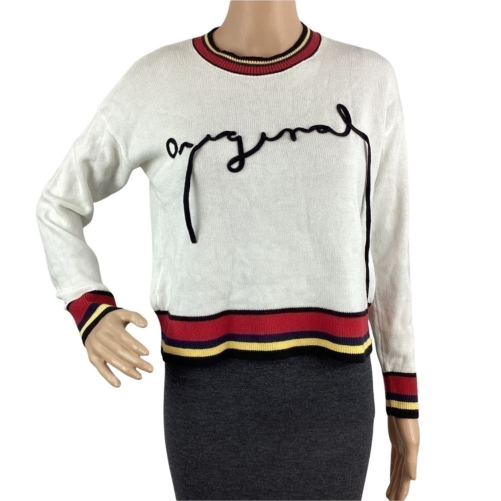 BCBGeneration Intarsia Sweater Size XXS White Original